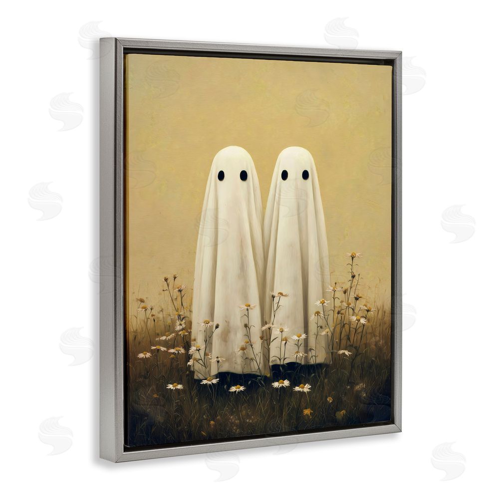 Arlington Prints Daisy Ghost Couple Gray Floating Frame Canvas Wall Art Print