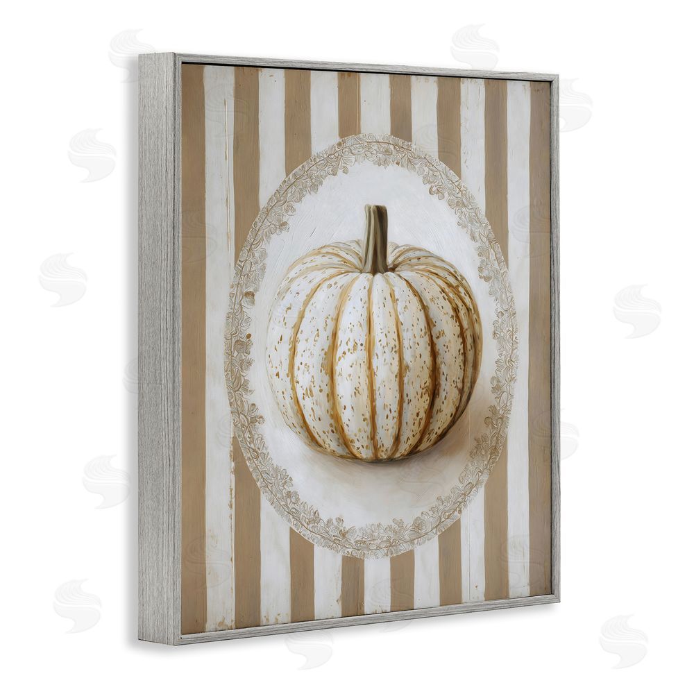 Arlington Prints Beige Stripes Pumpkin Gray Framed Giclee Print Wall Art