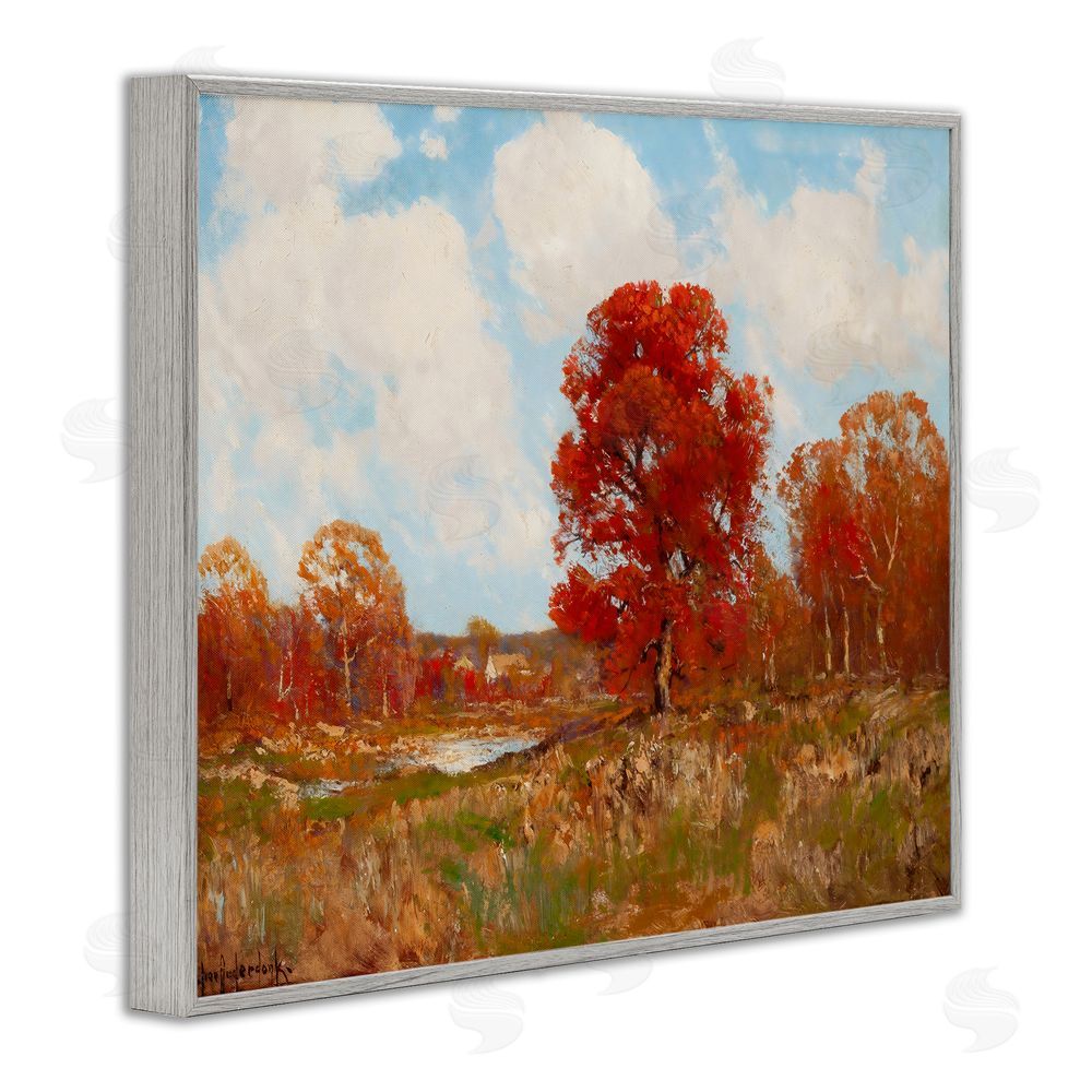 Arlington Prints Fall Landscape with Red Foliage Gray Framed Giclee Print Wall Art