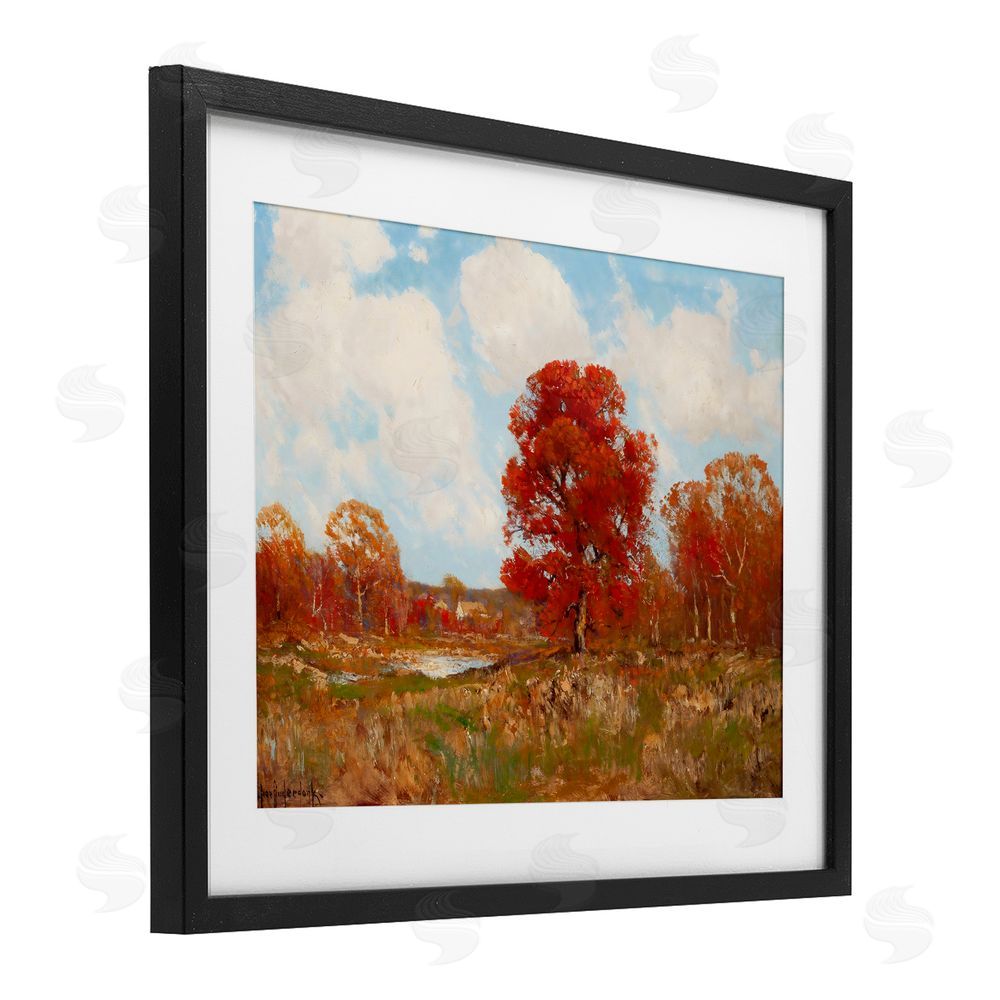 Arlington Prints Fall Landscape with Red Foliage Black Framed Print Under Glass Wall Art