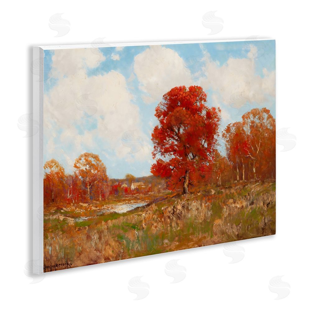 Arlington Prints Fall Landscape with Red Foliage Wooden Wall Plaque Art Print