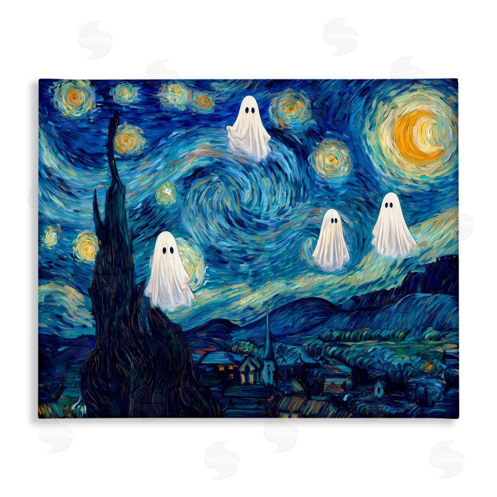Arlington Prints Classic Night Ghosties Stretched Canvas Wall Art Print