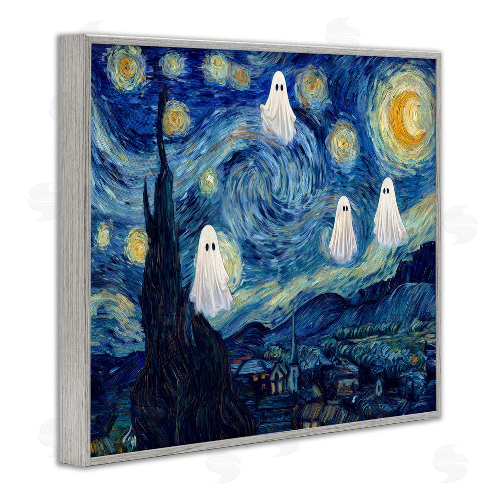 Arlington Prints Classic Night Ghosties Gray Framed Giclee Print Wall Art
