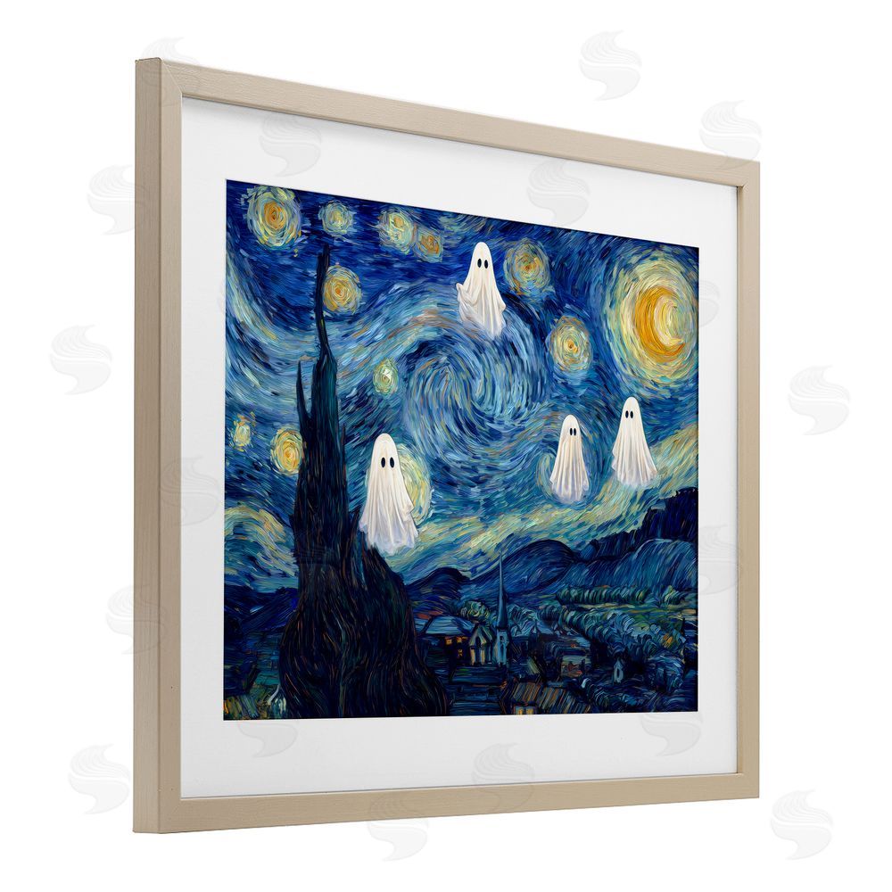Arlington Prints Classic Night Ghosties Brown Framed Print Under Glass Wall Art