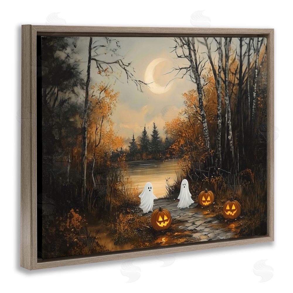 Arlington Prints Autumn Ghosts at Lake Brown Floating Frame Canvas Wall Art Print