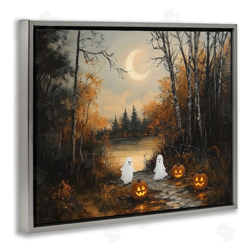 Arlington Prints Autumn Ghosts at Lake Gray Floating Frame Canvas Wall Art Print