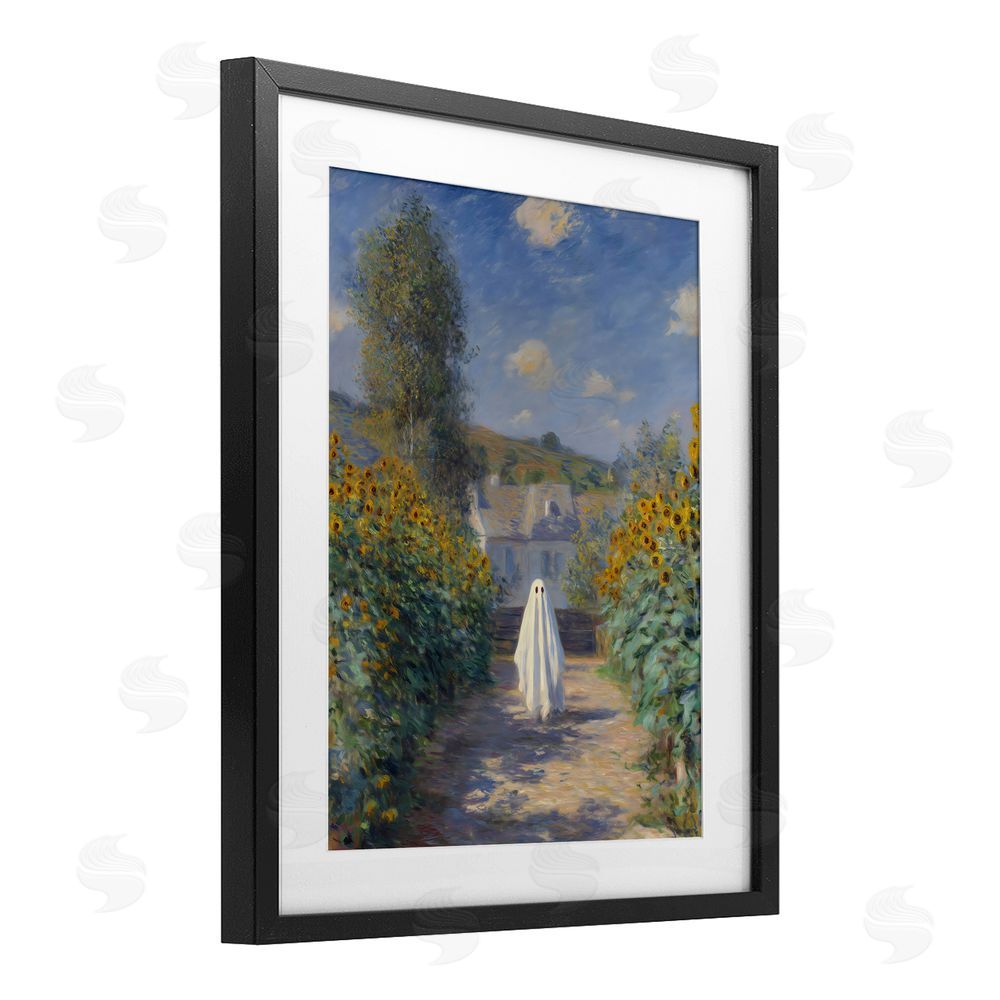 Arlington Prints Monet Style Sunflower Ghost Black Framed Print Under Glass Wall Art