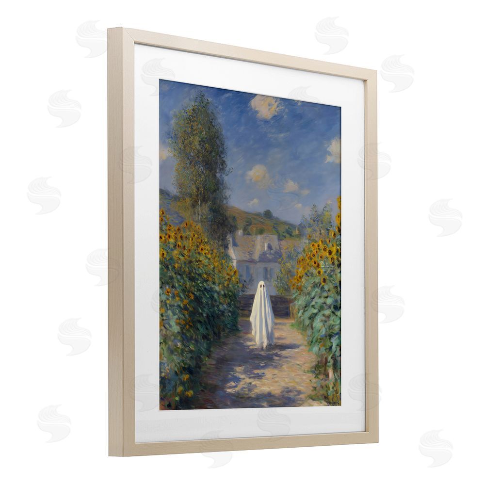 Arlington Prints Monet Style Sunflower Ghost Brown Framed Print Under Glass Wall Art