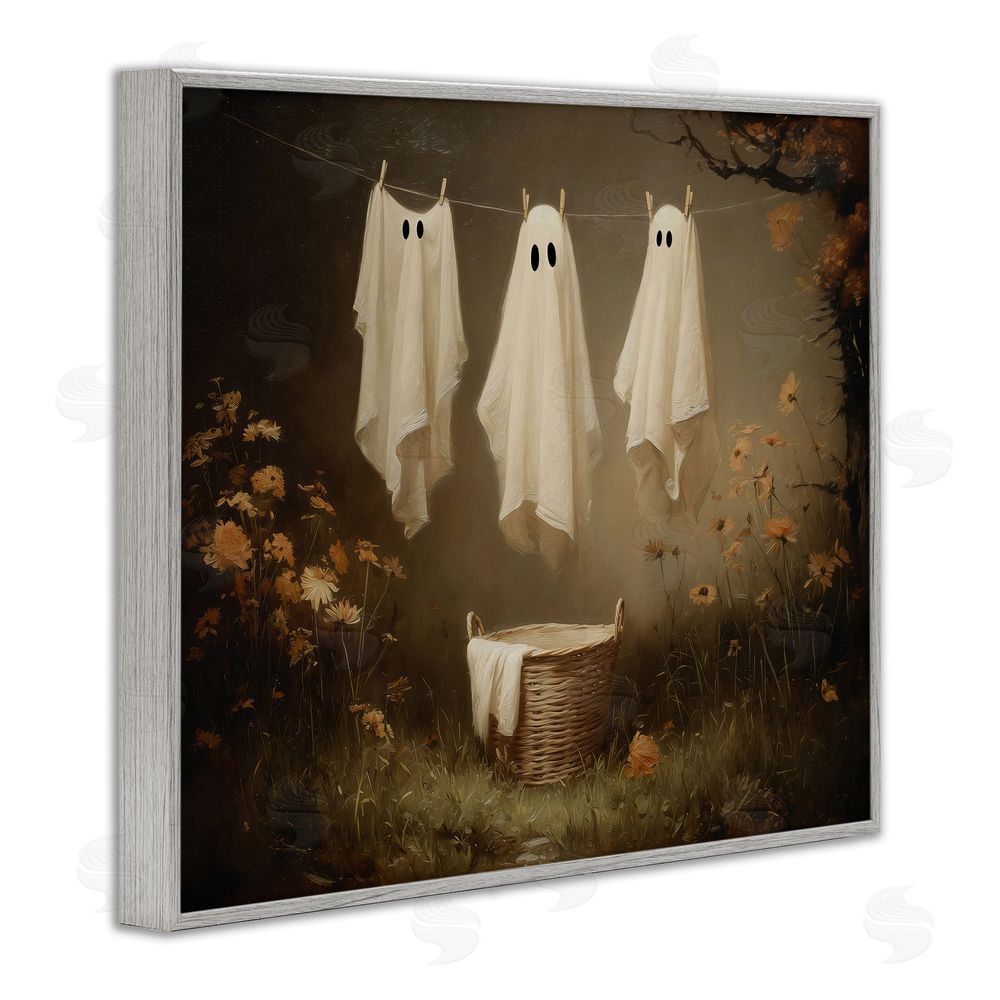 Arlington Prints Three Laundry Ghosts Hanging Gray Framed Giclee Print Wall Art