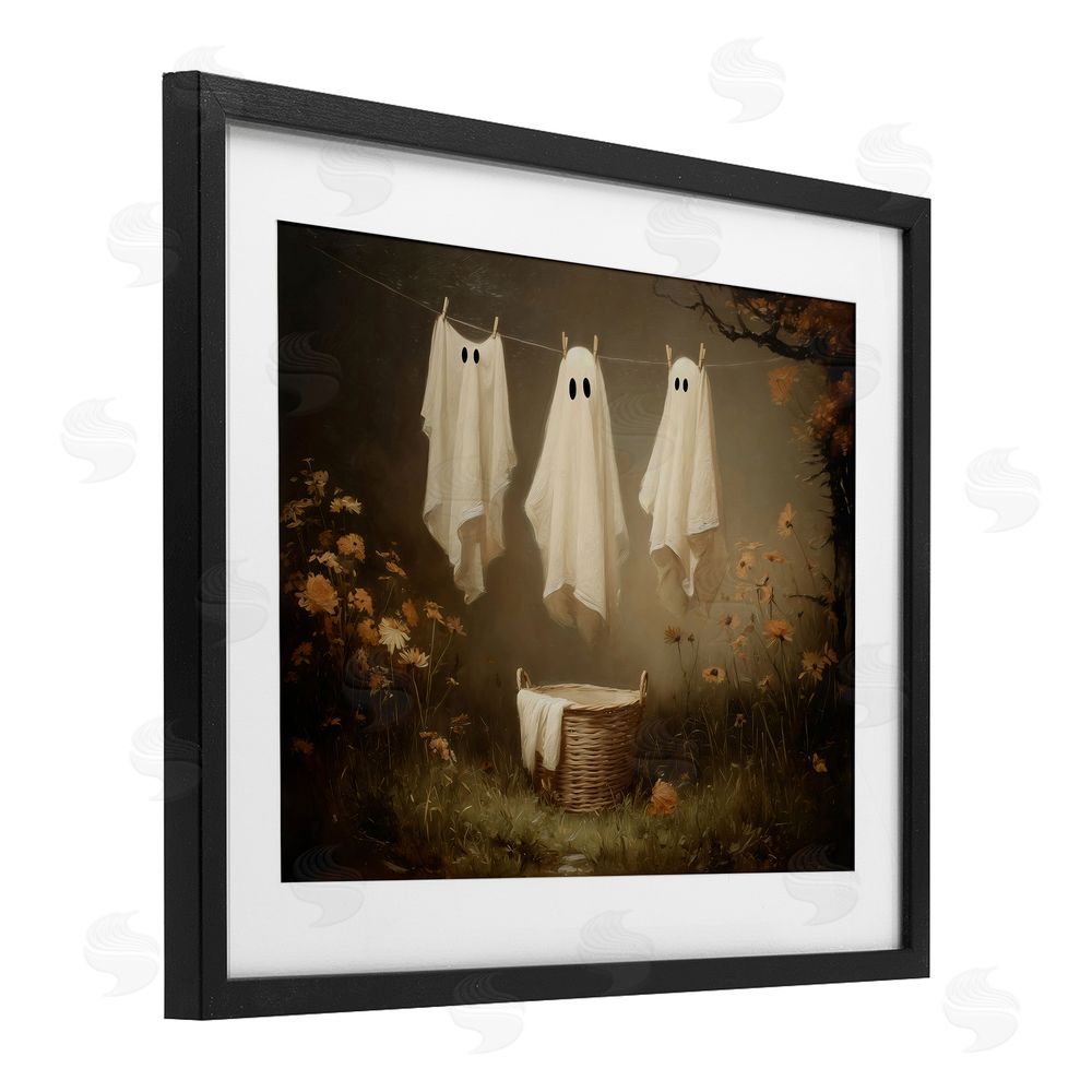 Arlington Prints Three Laundry Ghosts Hanging Black Framed Print Under Glass Wall Art