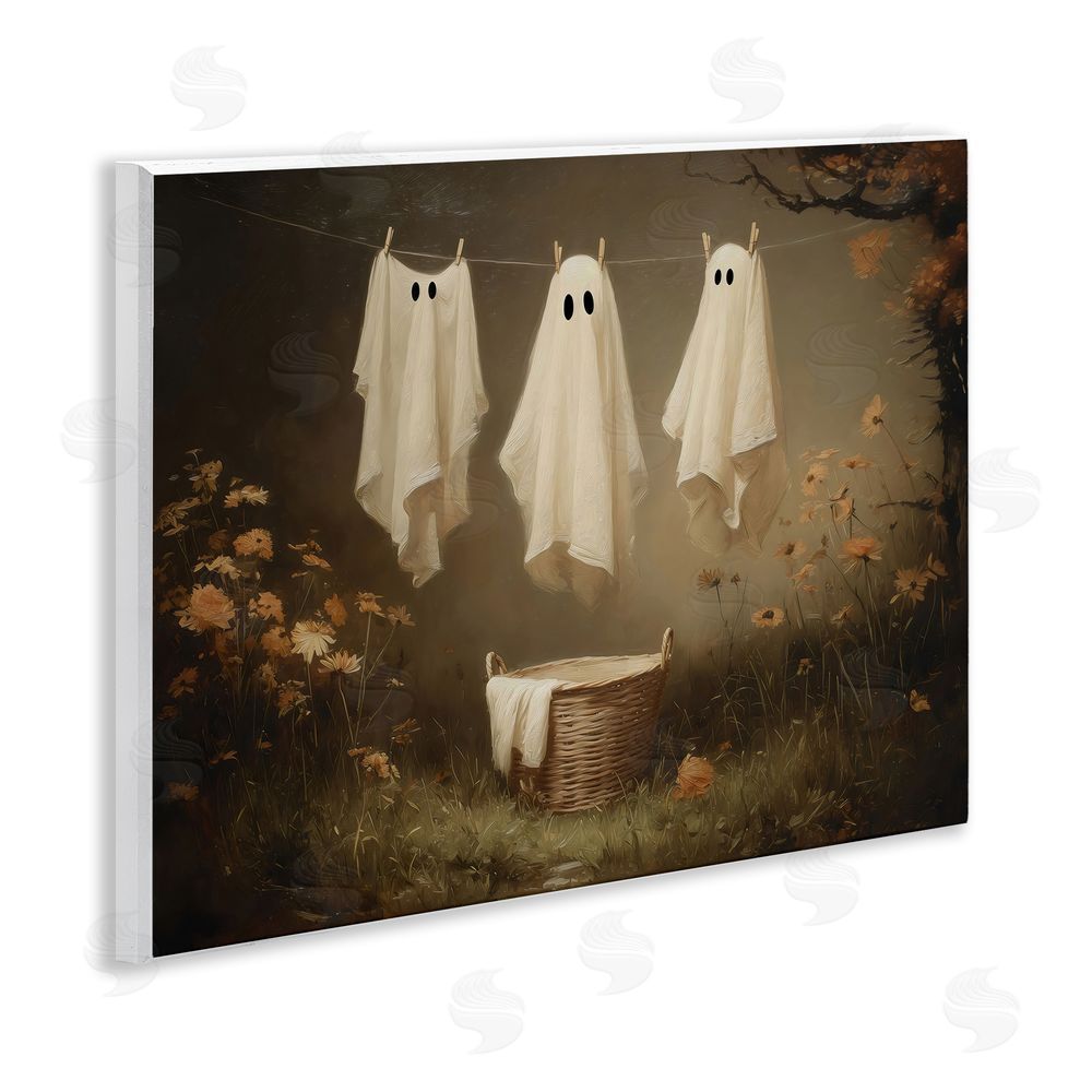 Arlington Prints Three Laundry Ghosts Hanging Wooden Wall Plaque Art Print