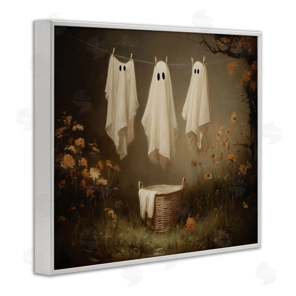 Arlington Prints Three Laundry Ghosts Hanging White Framed Giclee Print Wall Art