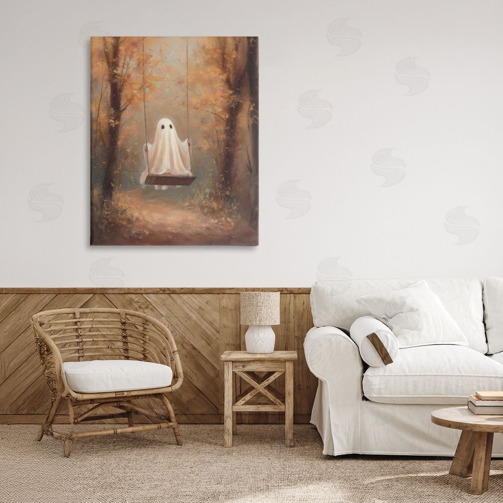 Arlington Prints Eerie Swinging Ghost Stretched Canvas Wall Art Print in Room