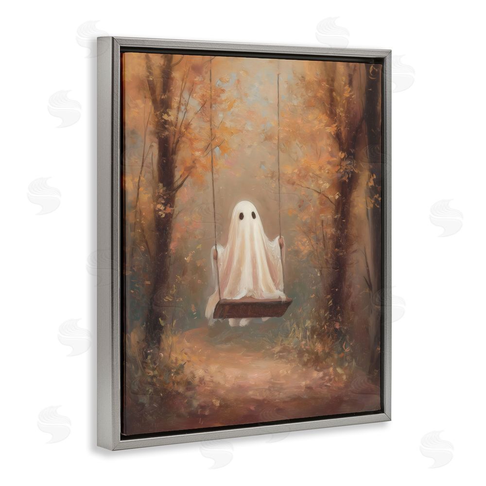 Arlington Prints Eerie Swinging Ghost Gray Floating Frame Canvas Wall Art Print
