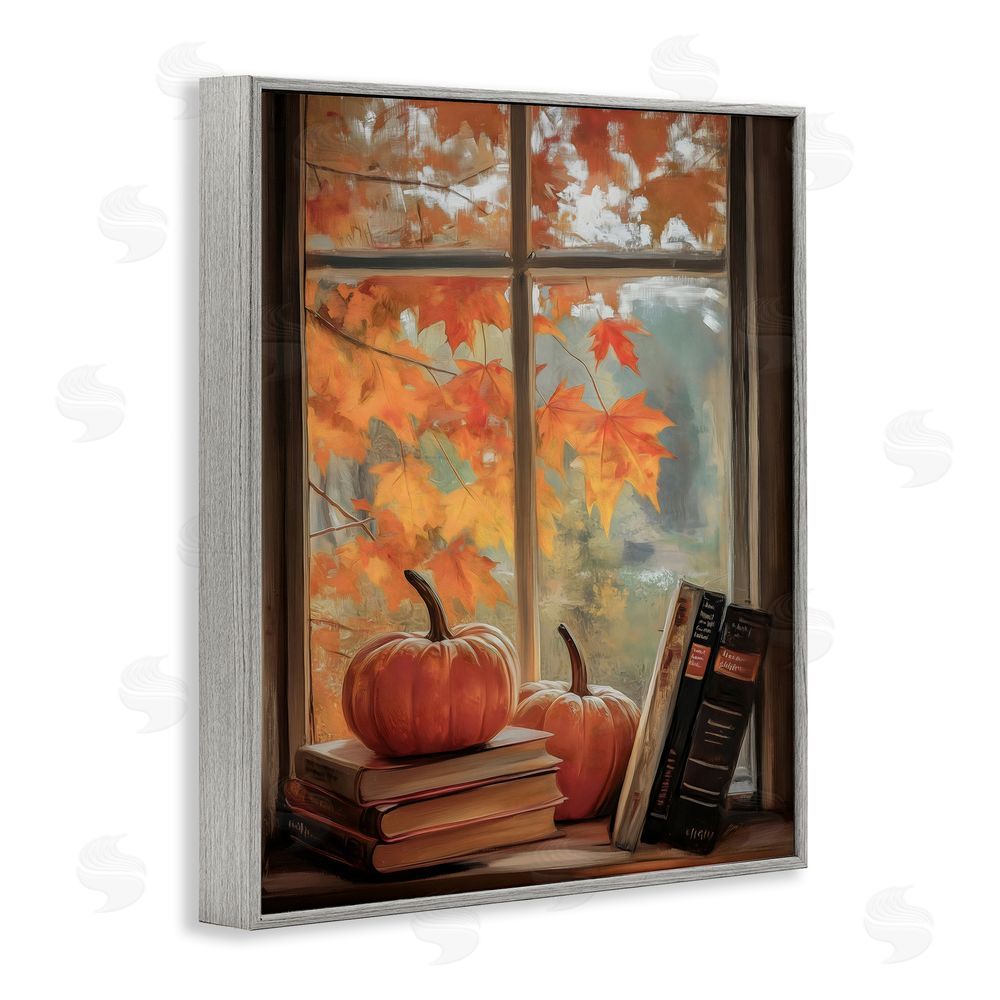 Arlington Prints Cozy Fall Window Books Gray Framed Giclee Print Wall Art