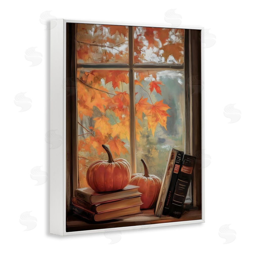 Arlington Prints Cozy Fall Window Books White Framed Giclee Print Wall Art