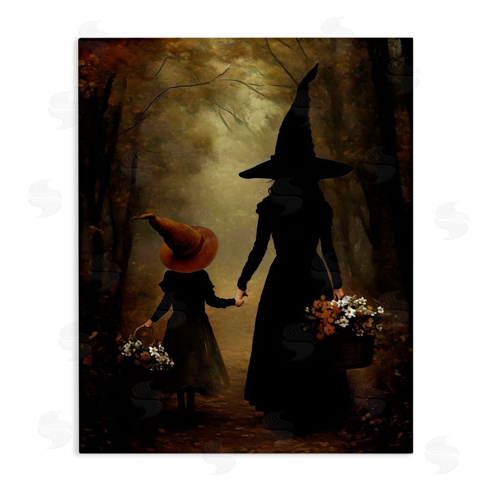 Arlington Prints Witch & Daughter Mystical Forest Stretched Canvas Wall Art Print