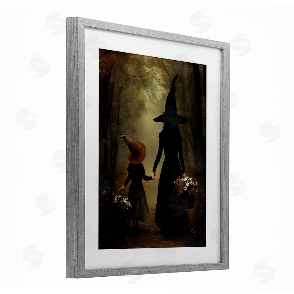 Arlington Prints Witch & Daughter Mystical Forest Gray Framed Print Under Glass Wall Art