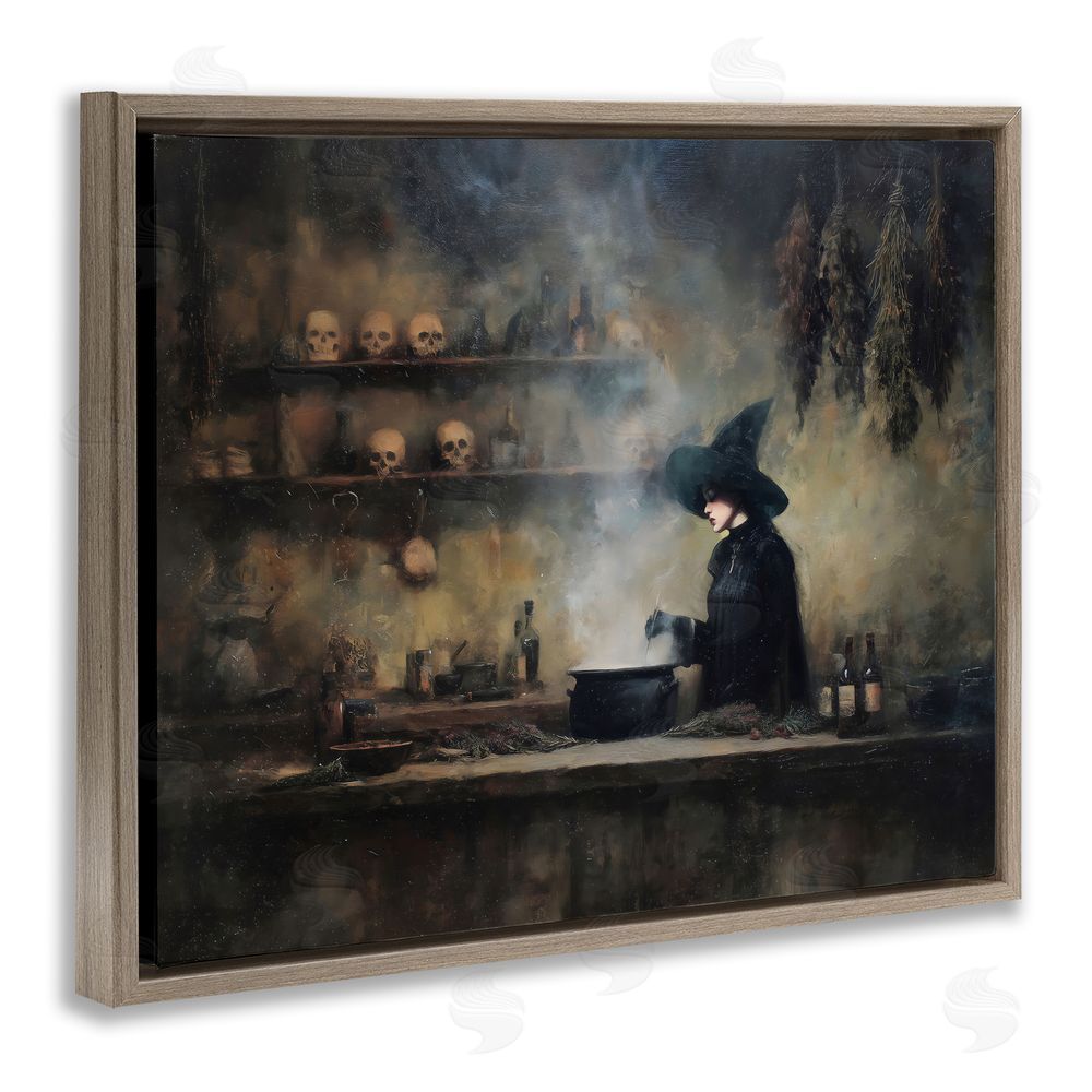 Arlington Prints Witch's Cauldron Brew Brown Floating Frame Canvas Wall Art Print