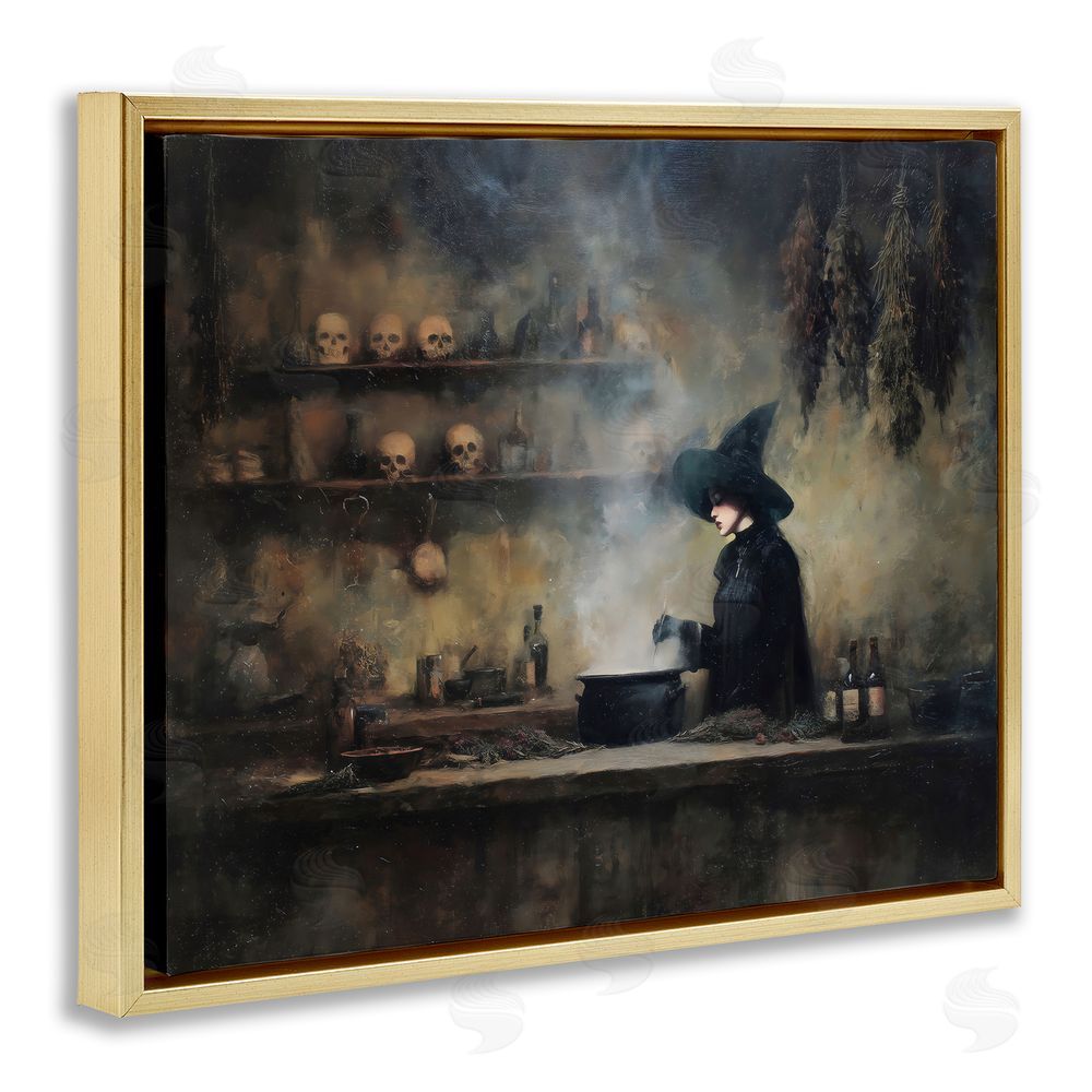 Arlington Prints Witch's Cauldron Brew Gold Floating Frame Canvas Wall Art Print