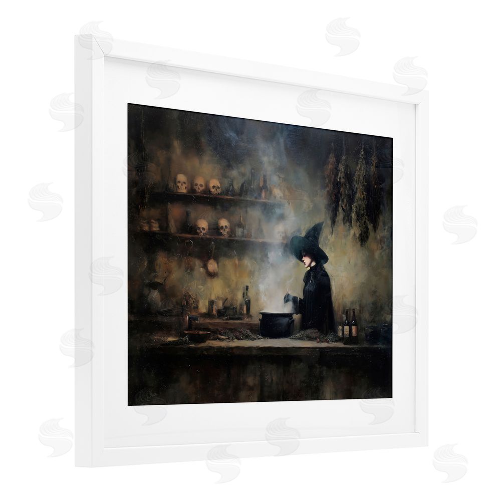 Arlington Prints Witch's Cauldron Brew White Framed Print Under Glass Wall Art