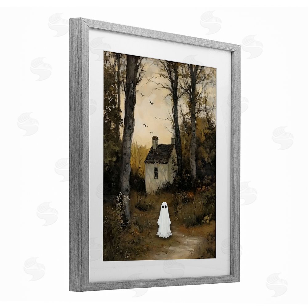 Arlington Prints Little Ghost in Cottage Forest Gray Framed Print Under Glass Wall Art