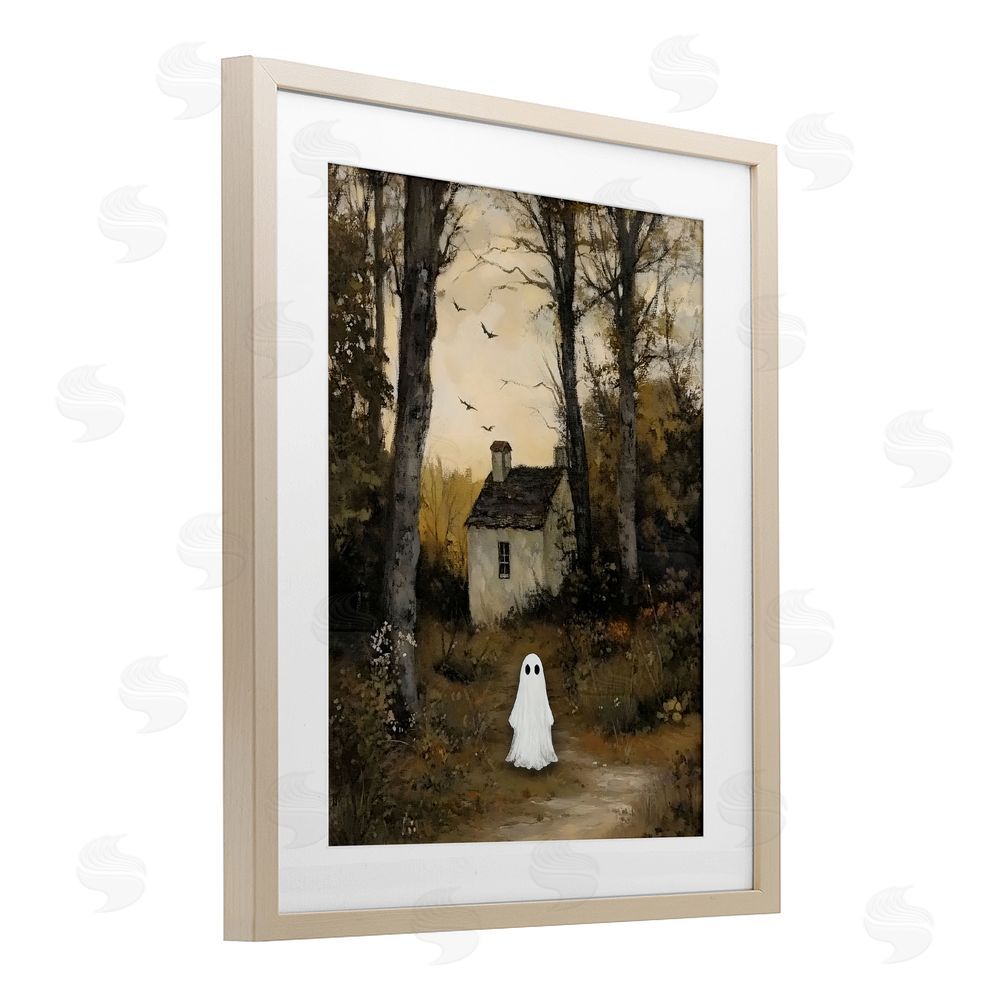Arlington Prints Little Ghost in Cottage Forest Brown Framed Print Under Glass Wall Art