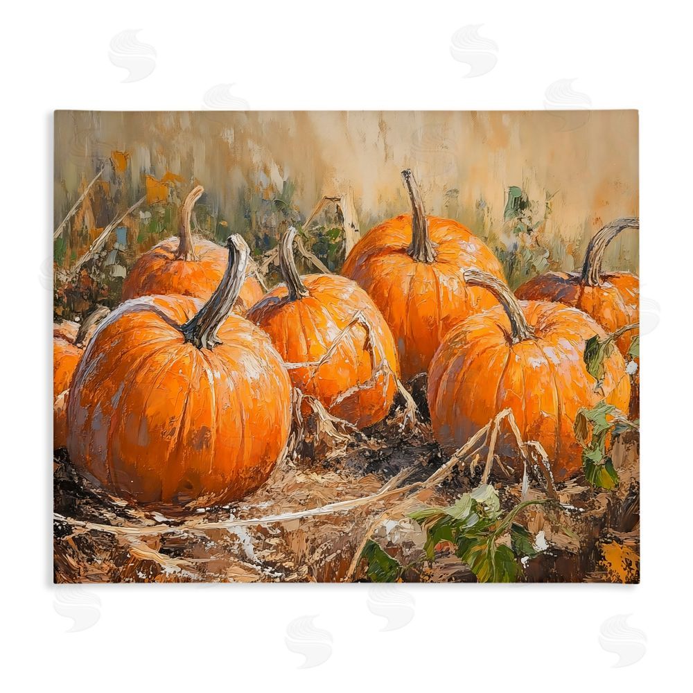 Nini Art Pumpkin Patch Autumn Harvest Scene Stretched Canvas Wall Art