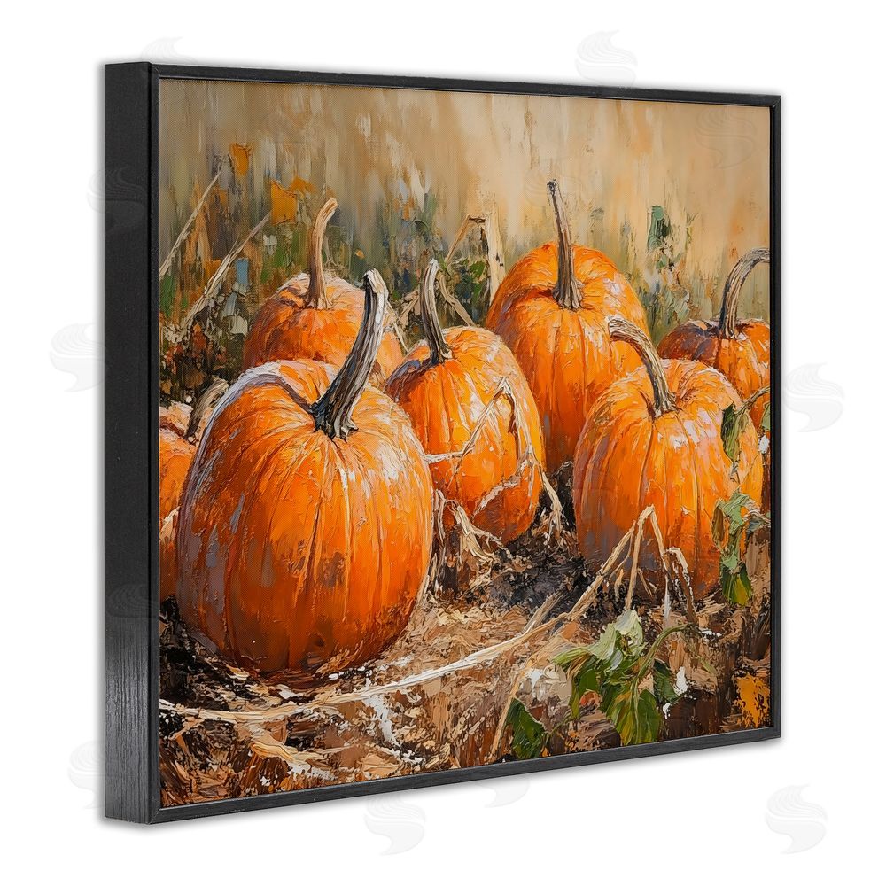Nini Art Pumpkin Patch Autumn Harvest Scene Black Framed Giclee Wall Art
