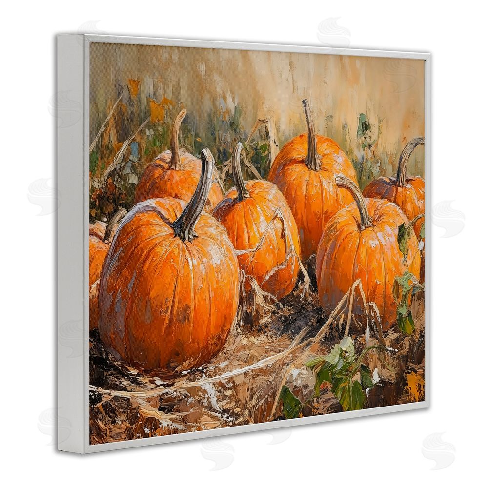 Nini Art Pumpkin Patch Autumn Harvest Scene White Framed Giclee Wall Art