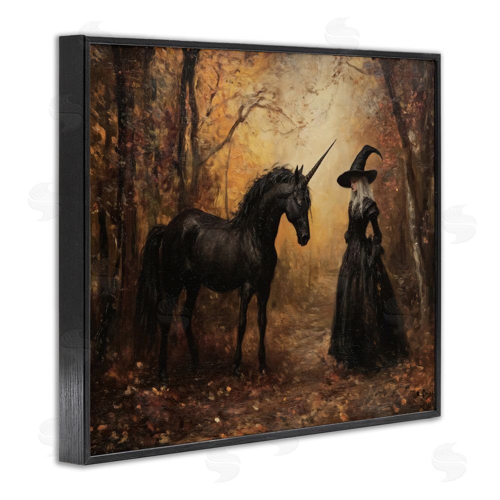 Arlington Prints Witch & Black Unicorn Black Framed Giclee Print Wall Art