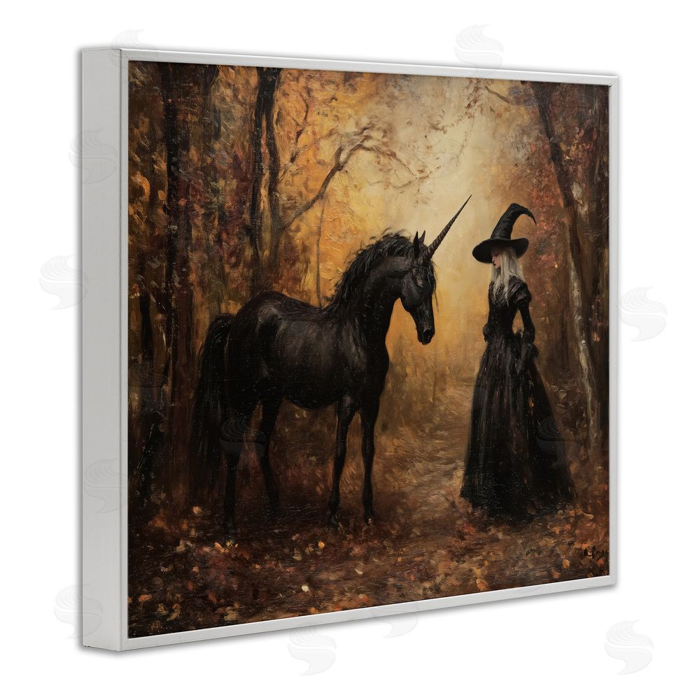 Arlington Prints Witch & Black Unicorn White Framed Giclee Print Wall Art