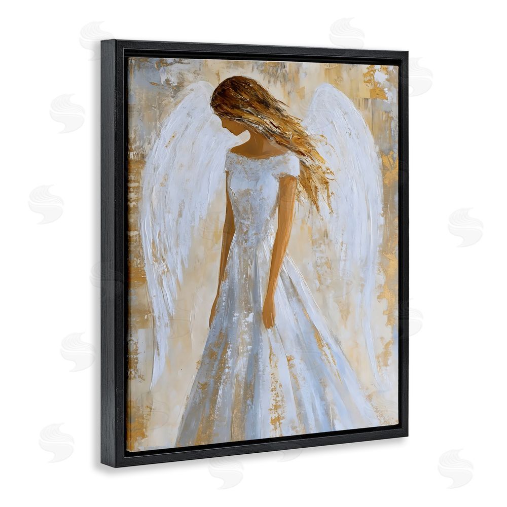 Franklyn Gregory Holy Angel In White Black Floating Frame Canvas Wall Art Print