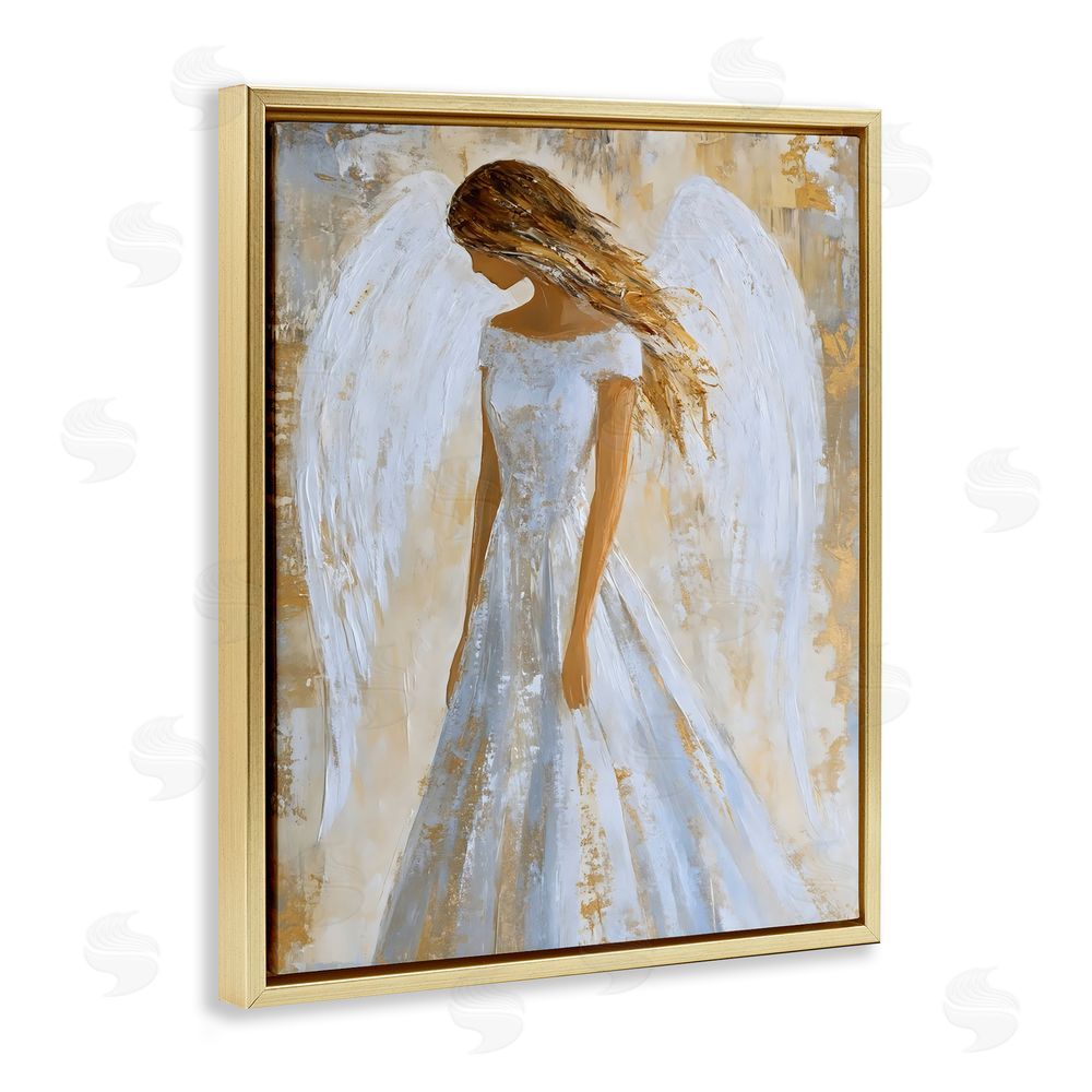 Franklyn Gregory Holy Angel In White Gold Floating Frame Canvas Wall Art Print