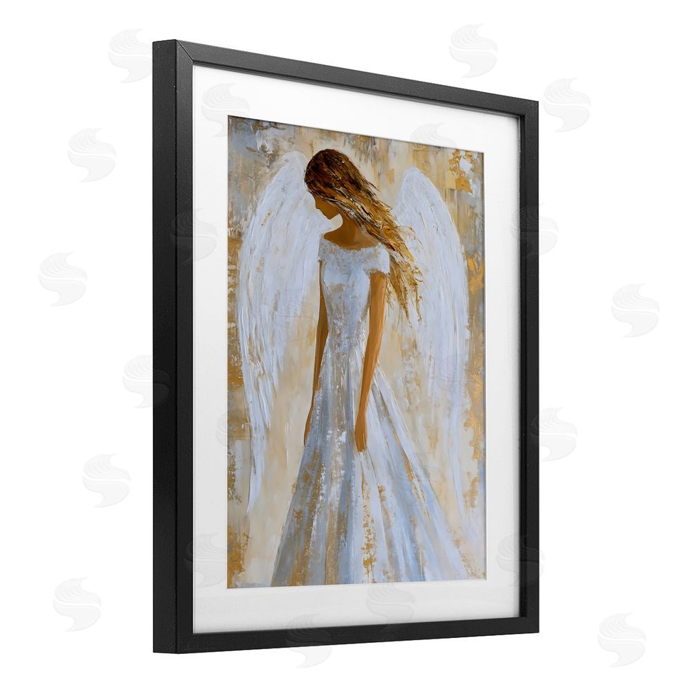 Franklyn Gregory Holy Angel In White Black Framed Print Under Glass Wall Art