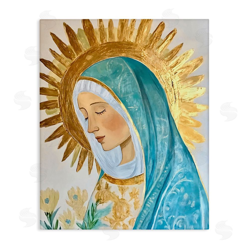 Franklyn Gregory Holy Mary In Gold Stretched Canvas Wall Art Print