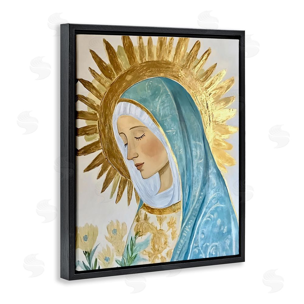 Franklyn Gregory Holy Mary In Gold Black Floating Frame Canvas Wall Art Print