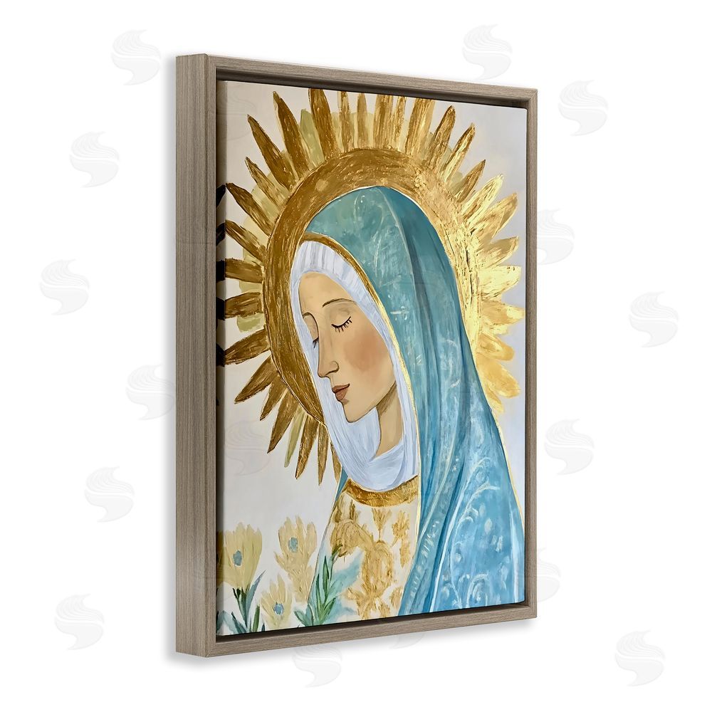 Franklyn Gregory Holy Mary In Gold Brown Floating Frame Canvas Wall Art Print