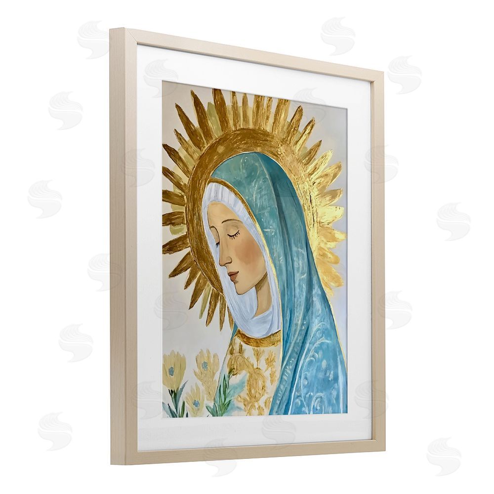 Franklyn Gregory Holy Mary In Gold Brown Framed Print Under Glass Wall Art