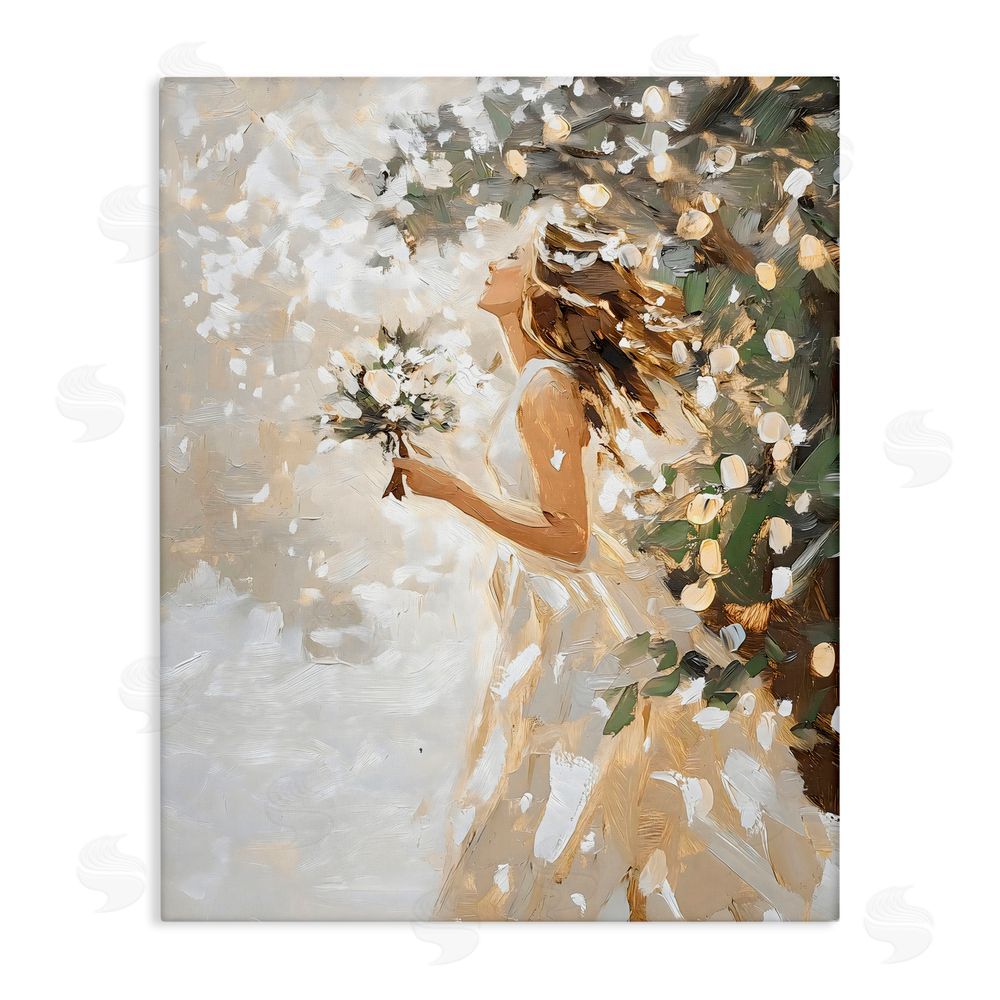 LSR Design Studio Soft White Snow Flurry Stretched Canvas Wall Art Print