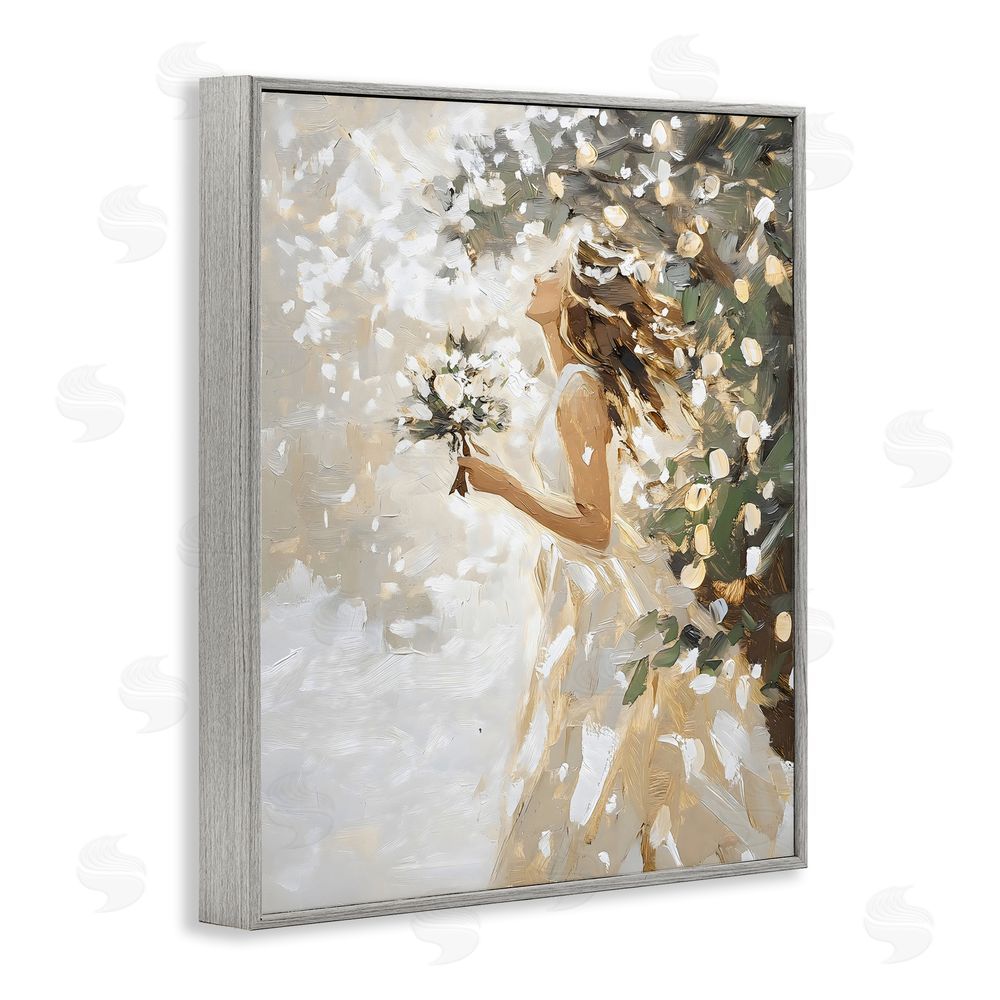 LSR Design Studio Soft White Snow Flurry Gray Framed Giclee Print Wall Art
