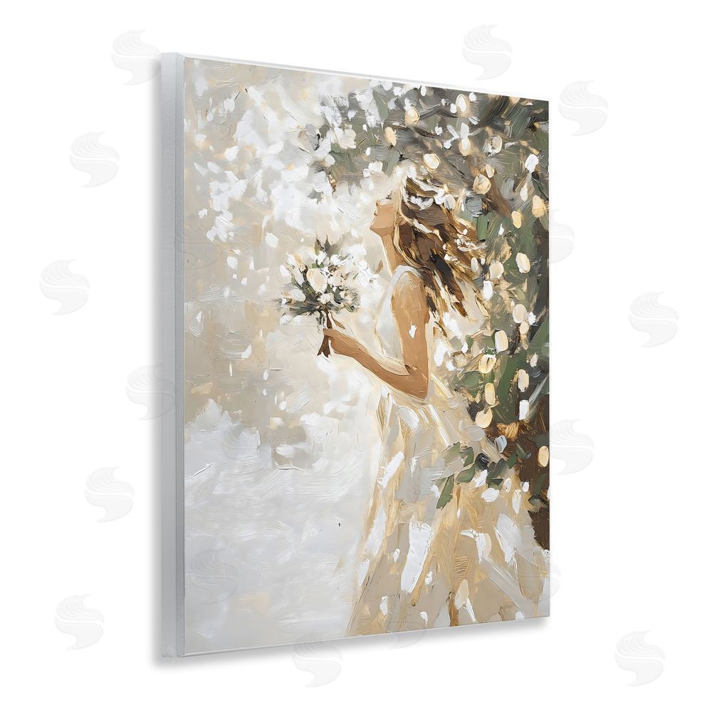 LSR Design Studio Soft White Snow Flurry Wooden Wall Plaque Art Print