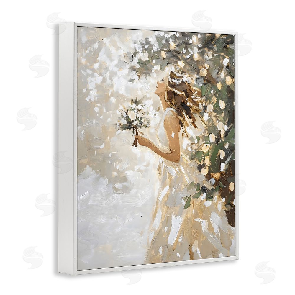 LSR Design Studio Soft White Snow Flurry White Framed Giclee Print Wall Art