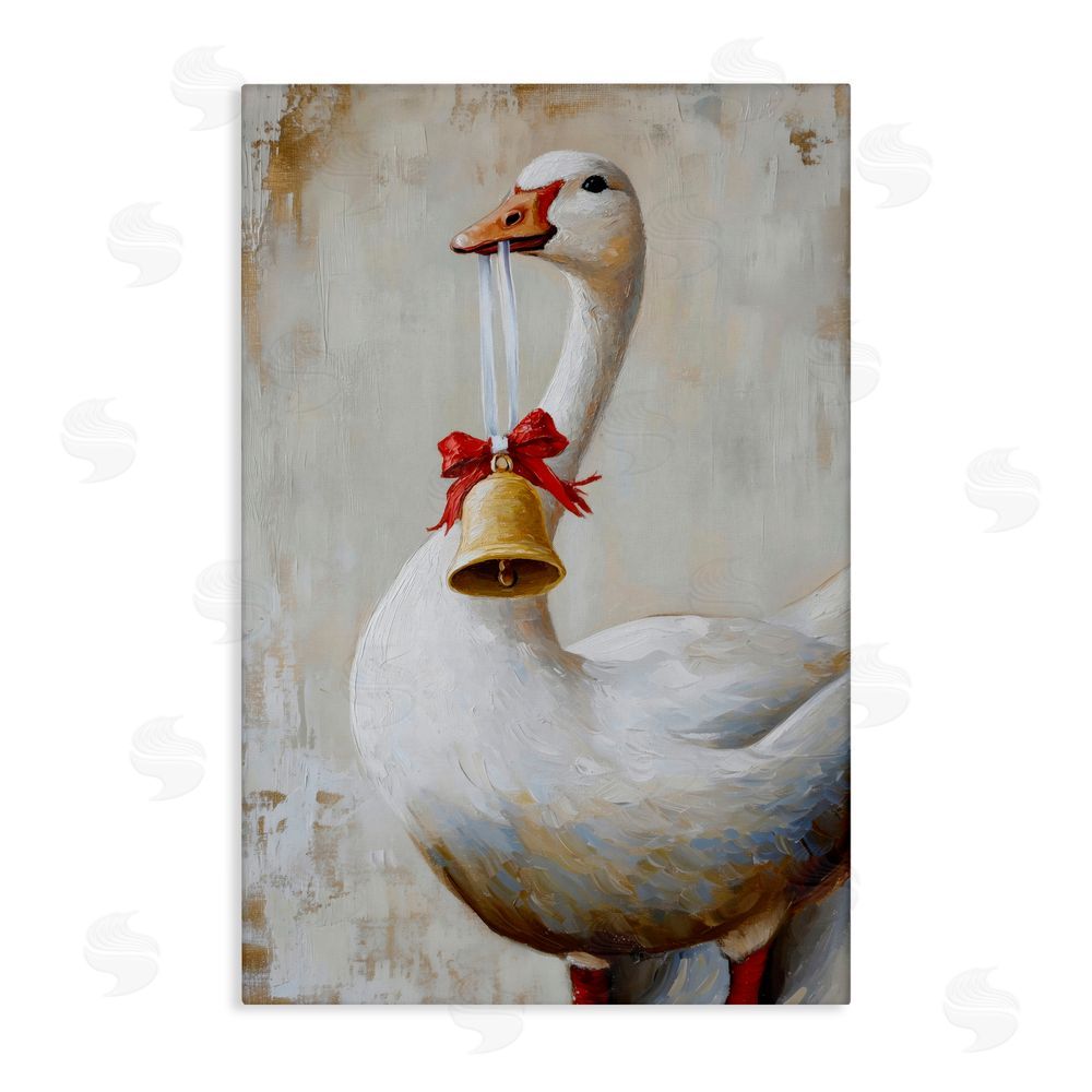 Petal Prints Design Festive Jingle Goose Stretched Canvas Wall Art Print
