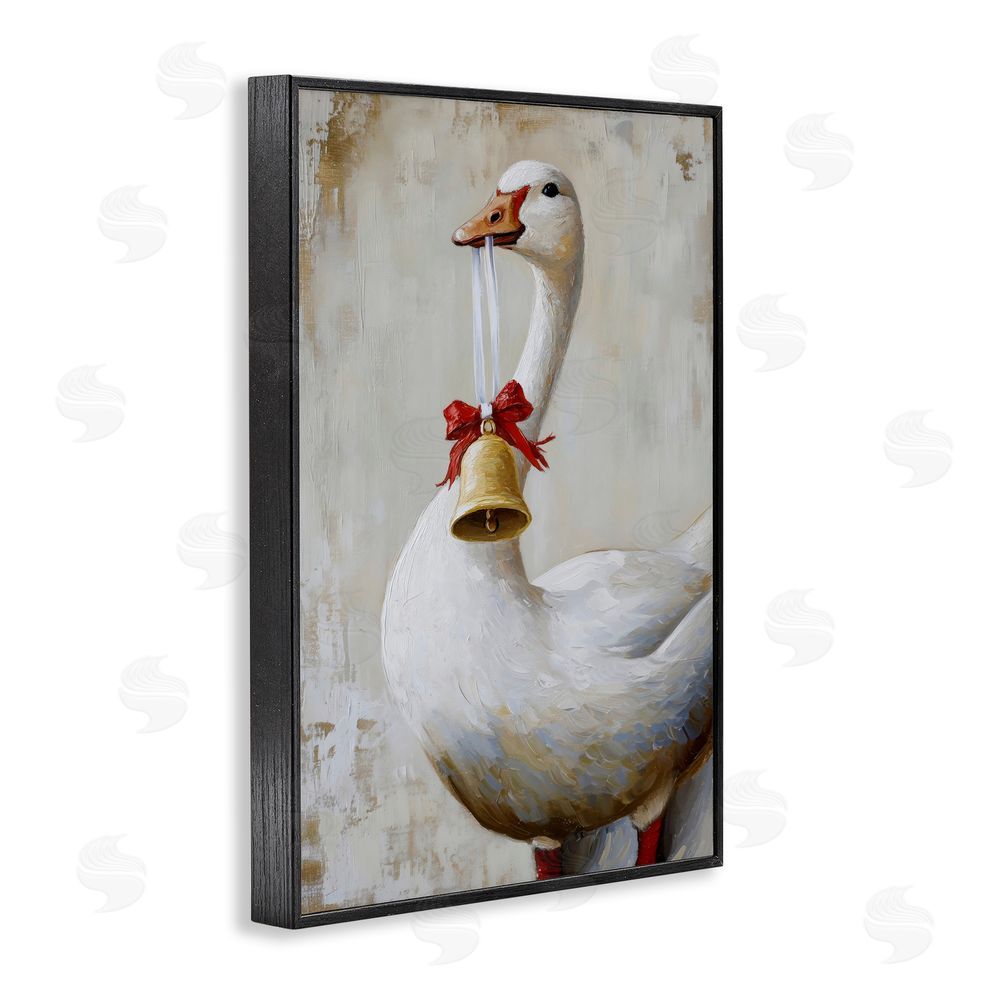 Petal Prints Design Festive Jingle Goose Black Framed Giclee Print Wall Art