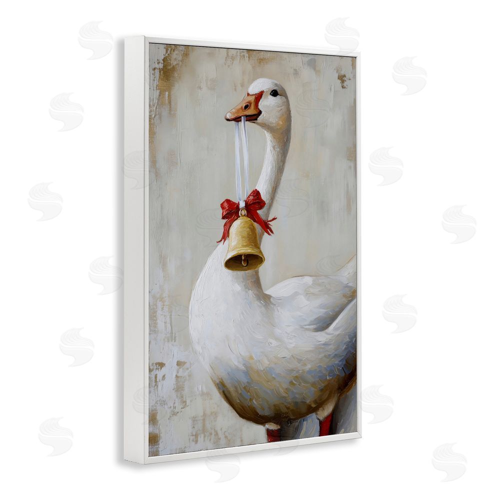 Petal Prints Design Festive Jingle Goose White Framed Giclee Print Wall Art
