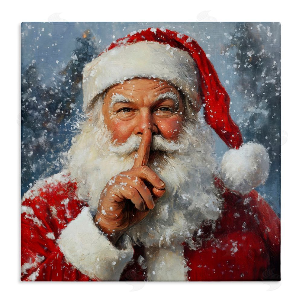 Petal Prints Design Secret Santa Shh Stretched Canvas Wall Art Print