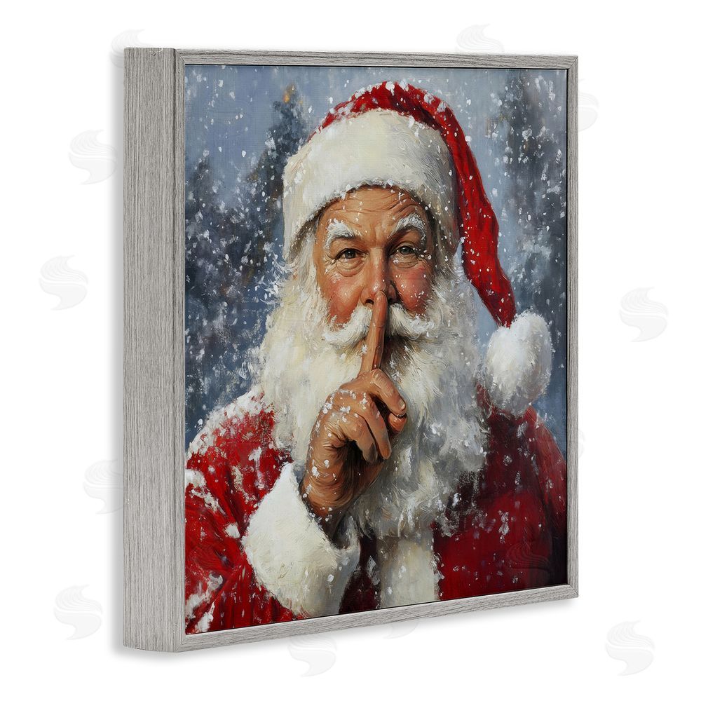 Petal Prints Design Secret Santa Shh Gray Framed Giclee Print Wall Art