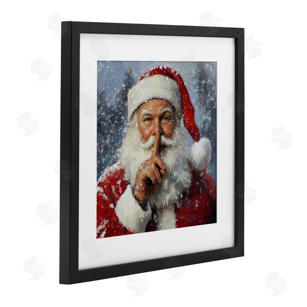 Petal Prints Design Secret Santa Shh Black Framed Print Under Glass Wall Art