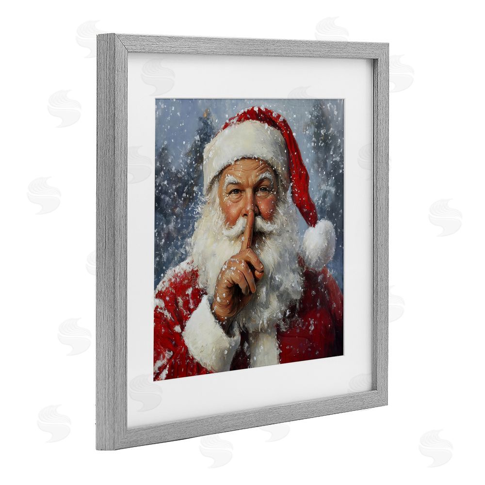 Petal Prints Design Secret Santa Shh Gray Framed Print Under Glass Wall Art